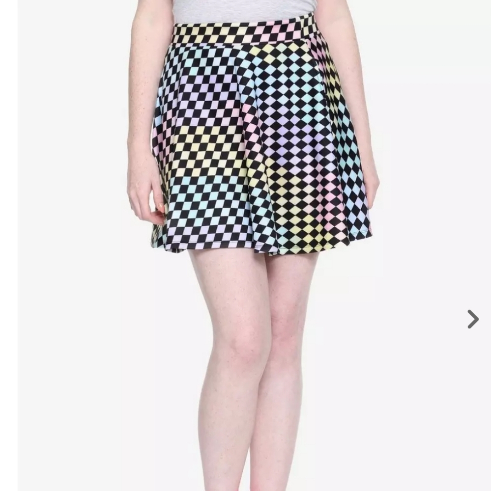 Hot Topic Pastel Checkered Skater Skirt Goth Punk Retro Xs
